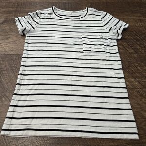 Lou & Grey Striped Top Black White T-Shirt Crew Neck Preppy Casual Basic Work XS